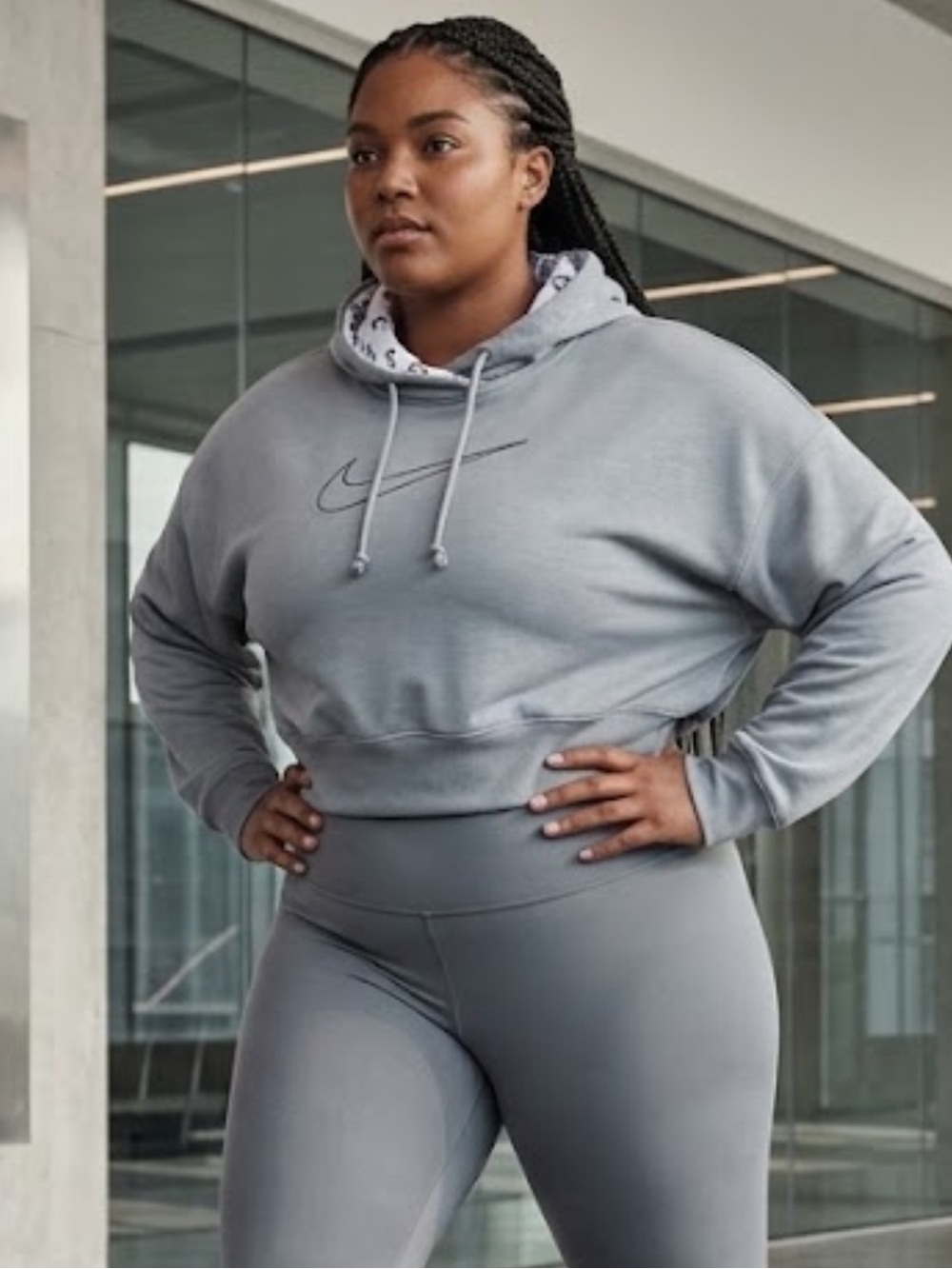 Nike dri-fit Women's Grey Cropped Hoodie